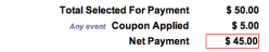 Coupon Code Applied Payment Screen